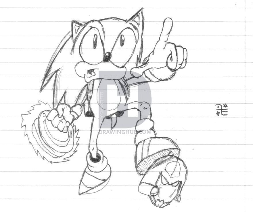 880x736 Sonic On Robot Head Drawing - Robot Head Drawing