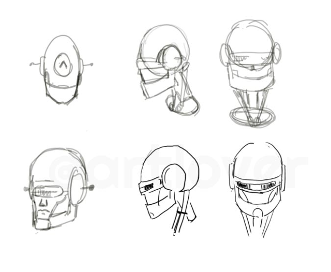 675x555 The Robot - Robot Head Drawing
