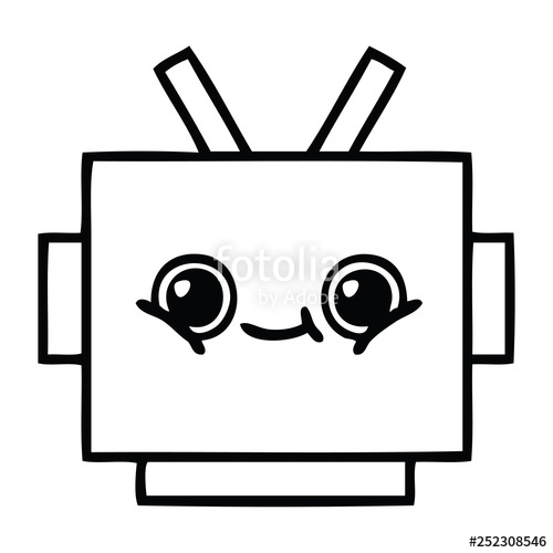 500x500 Line Drawing Cartoon Robot Head Stock Image And Royalty Free - Robot Head Drawing