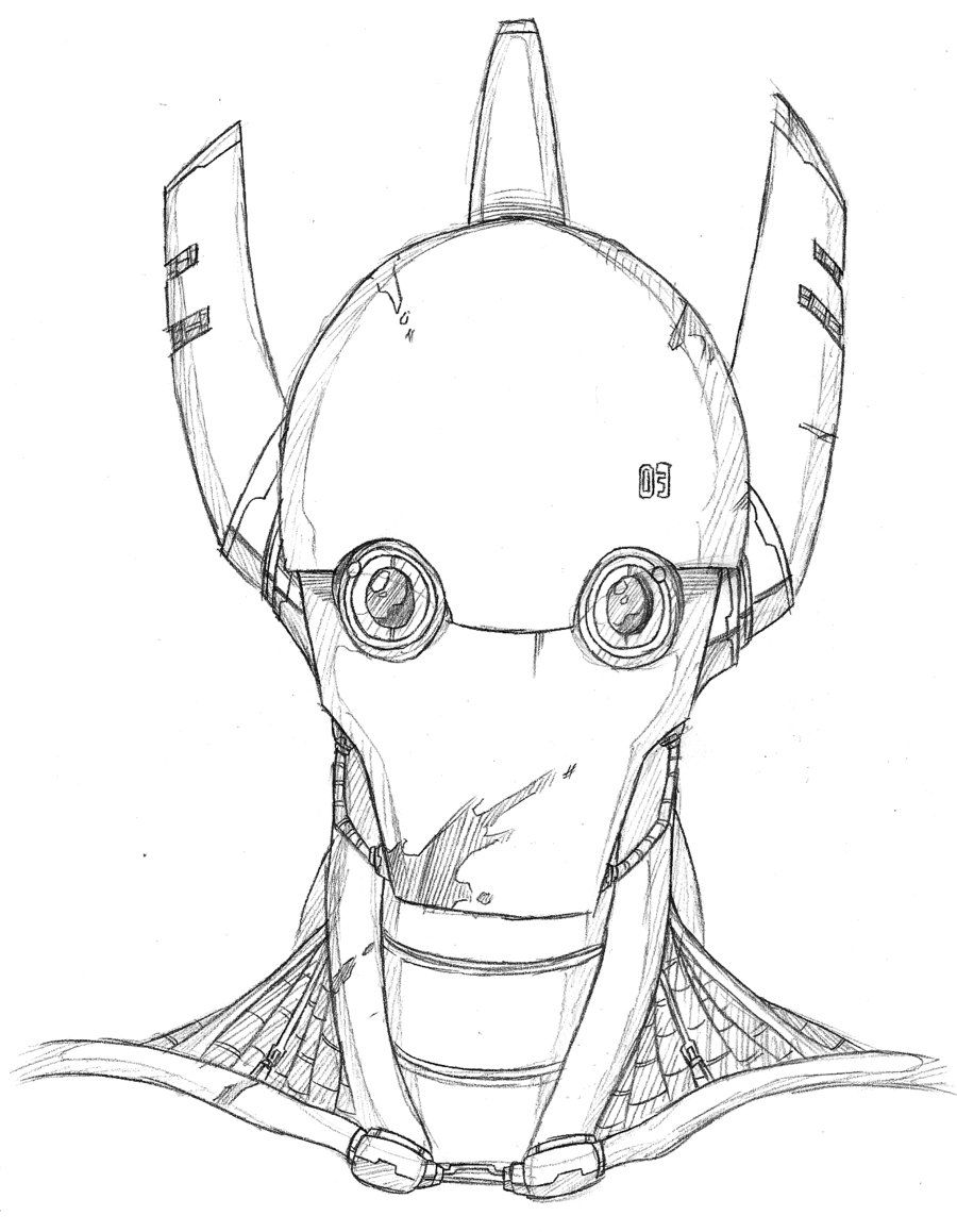 900x1158 Robot Head Drawing - Robot Head Drawing