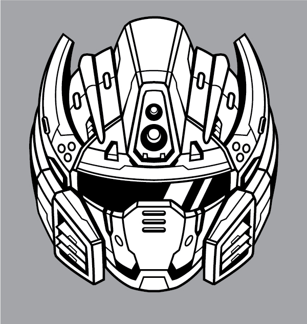 600x632 create a futuristic robot helmet in a line art style in adobe - Robot Line Drawing