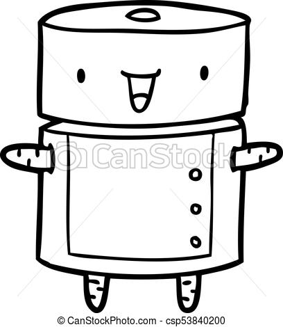 408x470 Cute Line Drawing Of A Robot - Robot Line Drawing