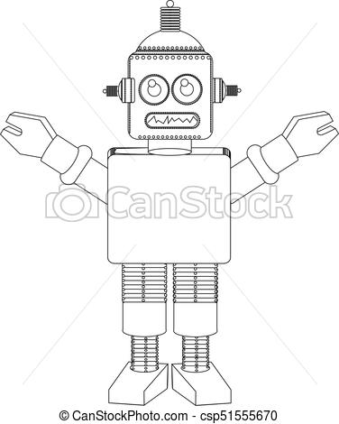 376x470 Robot Line Drawing - Robot Line Drawing