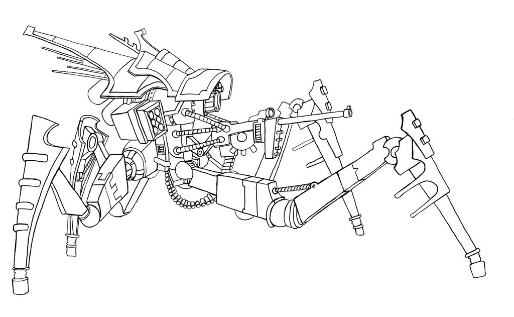 Robot Line Drawing at PaintingValley.com | Explore collection of Robot ...