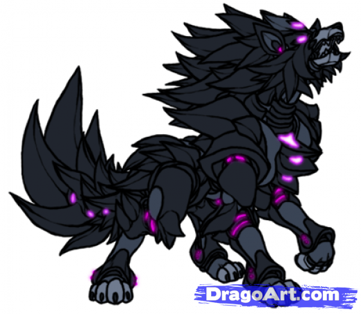 520x452 step how to draw a robot wolf, draw mecha wolves - Robot Wolf Drawing
