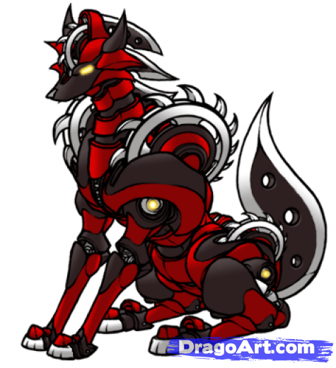 475x520 step how to draw a robot wolf, draw mecha wolves - Robot Wolf Drawing