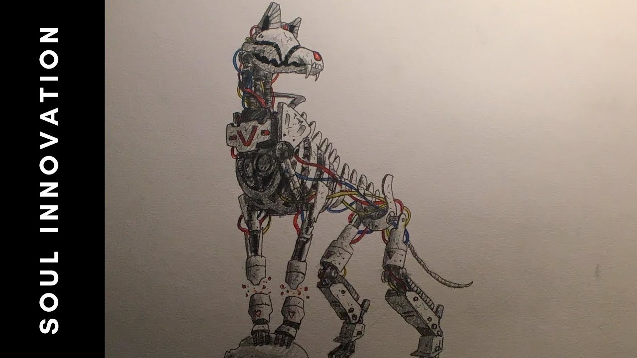 1280x720 Time Lapse Drawing Robot Wolf - Robot Wolf Drawing