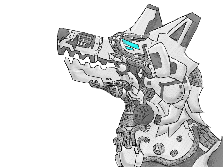 900x675 Robot Drawing Wolf For Free Download - Robot Wolf Drawing