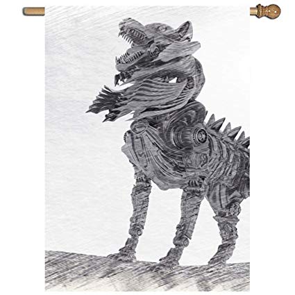 425x425 Vdefbfs Robot Wolf Garden Flag Vivid Color And Uv - Robot Wolf Drawing