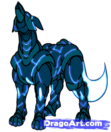 365x432 draw a robot wolf, draw mecha wolves, step - Robot Wolf Drawing