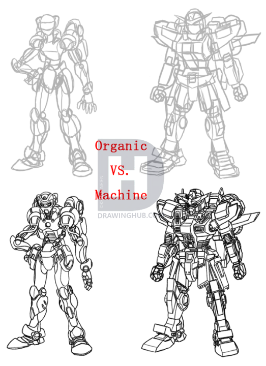 523x720 how to draw mecha, draw anime robots, step - Robotic Human Arm Drawing