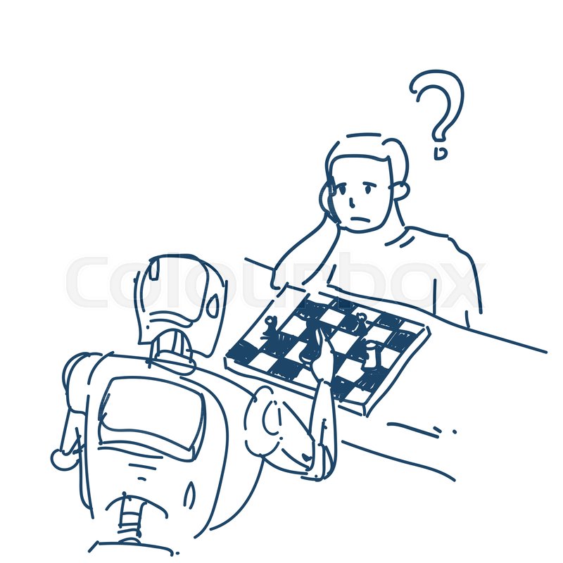 800x800 human and robot playing chess fight stock vector colourbox - Robotic Human Arm Drawing