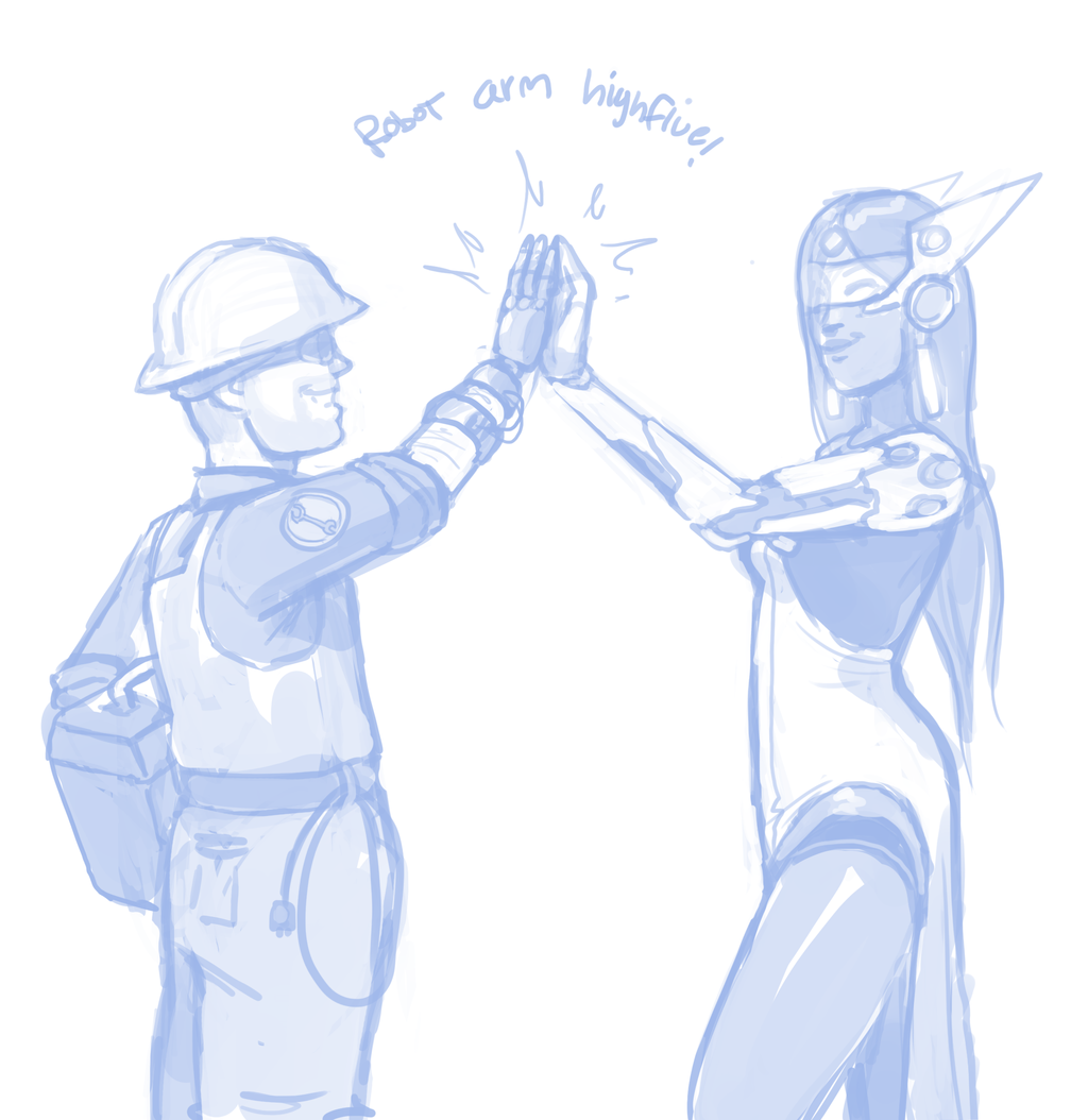 1024x1054 robot arm highfive overwatch know your meme - Robotic Human Arm Drawing
