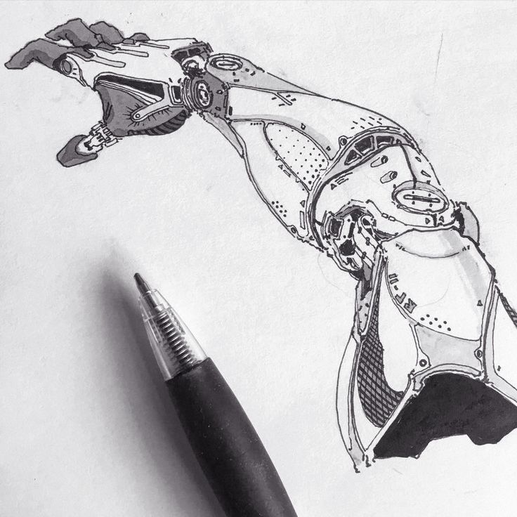 736x736 hand drawing cyborg for free download - Robotic Human Arm Drawing