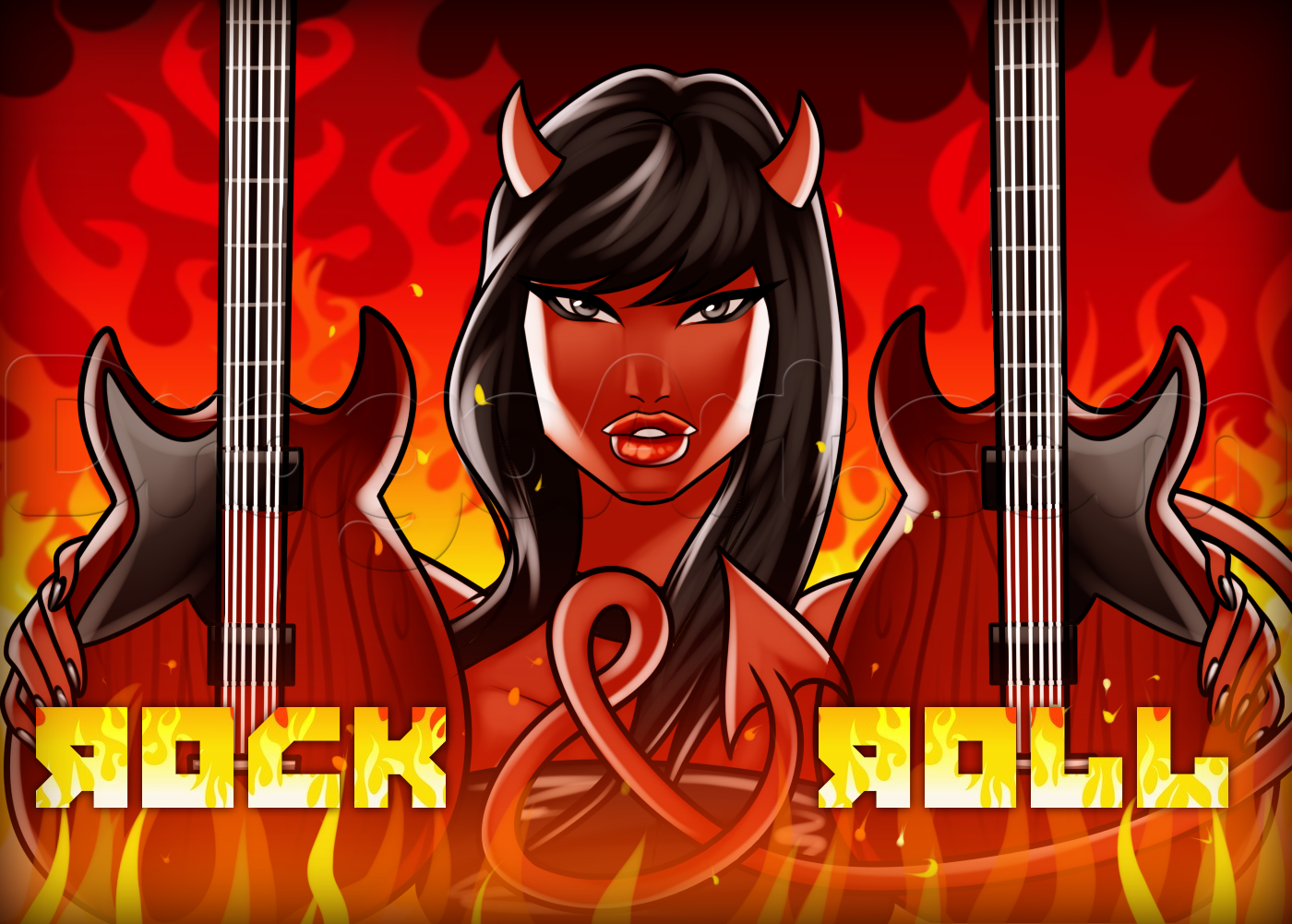 1400x1001 how to draw rock n roll, step - Rock And Roll Drawings