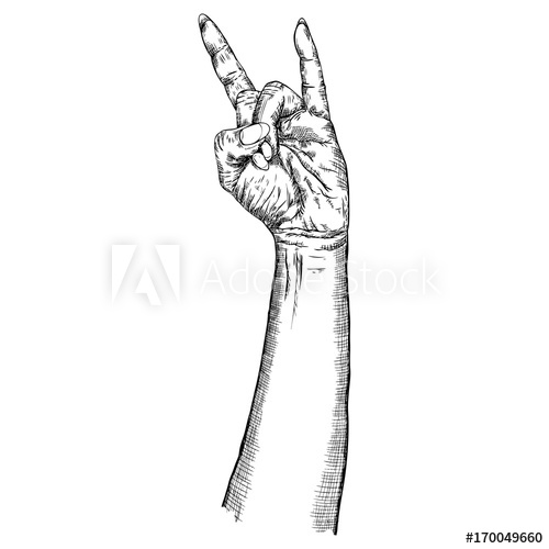 500x500 rock and roll hand sign hand drawn girl style fist demon symbol - Rock And Roll Hand Drawing