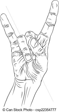 250x470 rock on hand sign, rock n roll, hard rock, heavy metal, music - Rock And Roll Hand Drawing