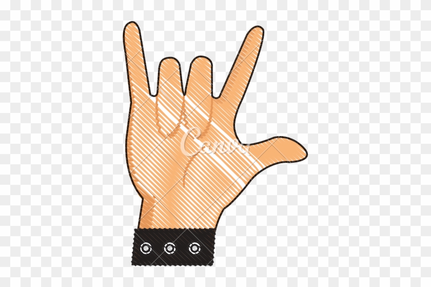 840x559 drawing hand with bracelet rock n roll gesture - Rock And Roll Hand Drawing