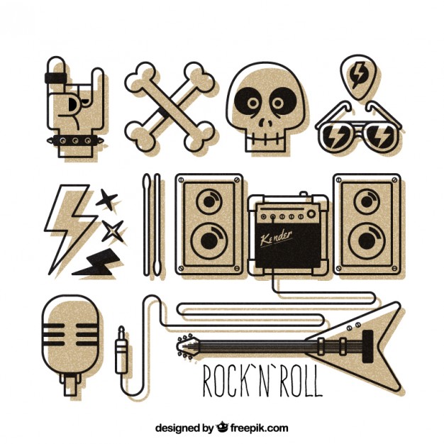 626x626 hand drawn rock and roll elements vector premium download - Rock And Roll Hand Drawing