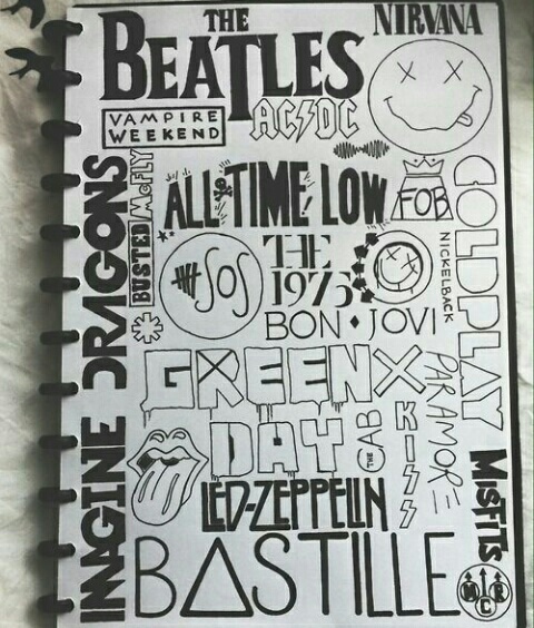 480x564 all time low, art, bands, bastille, beatles - Rock Band Drawings