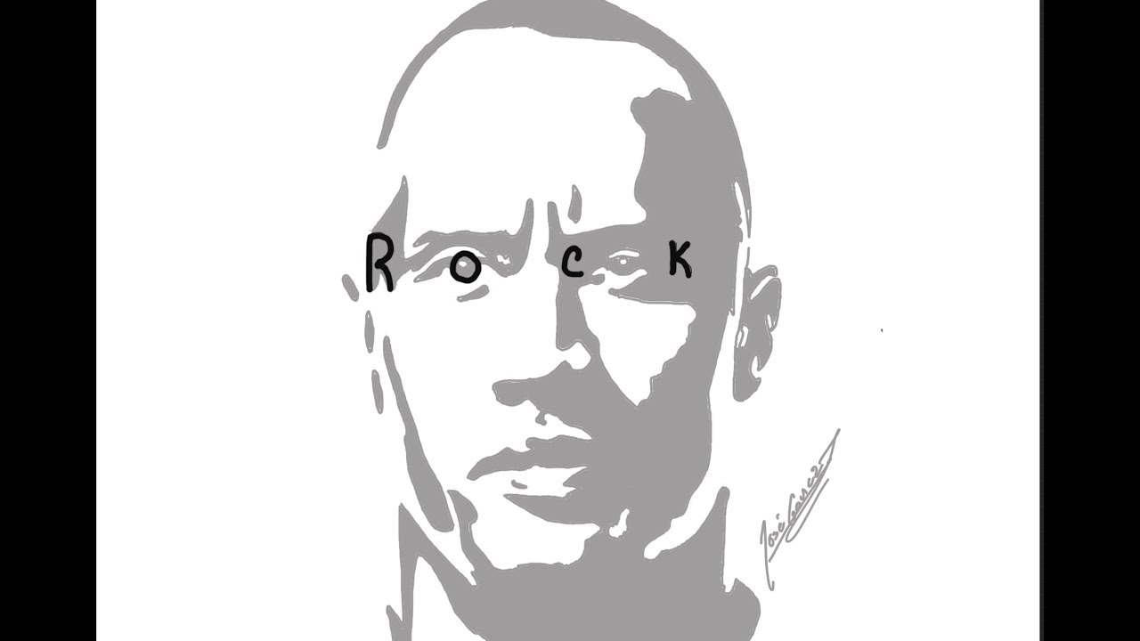 1280x720 Drawing Dwayne Johnson, How To Turn Word The Rock Step - Rock Cartoon Drawing