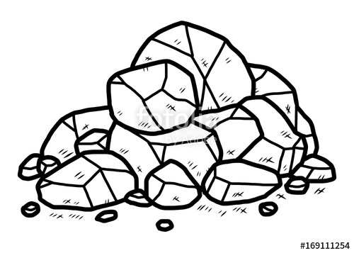 500x357 Rock Heap Cartoon Vector And Illustration, Black And White, Hand - Rock Cartoon Drawing