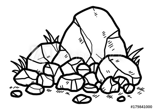 500x357 rocks cartoon vector and illustration, black and white, hand - Rock Cartoon Drawing