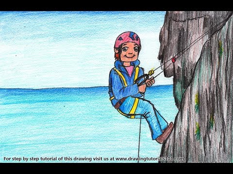 480x360 How To Draw A Rock Climber Step - Rock Climbing Drawing