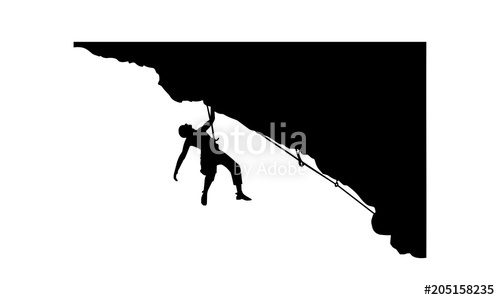 500x300 Drawing Silhouette Climbers Attempt Reach The Top Of The Rock - Rock Climbing Drawing