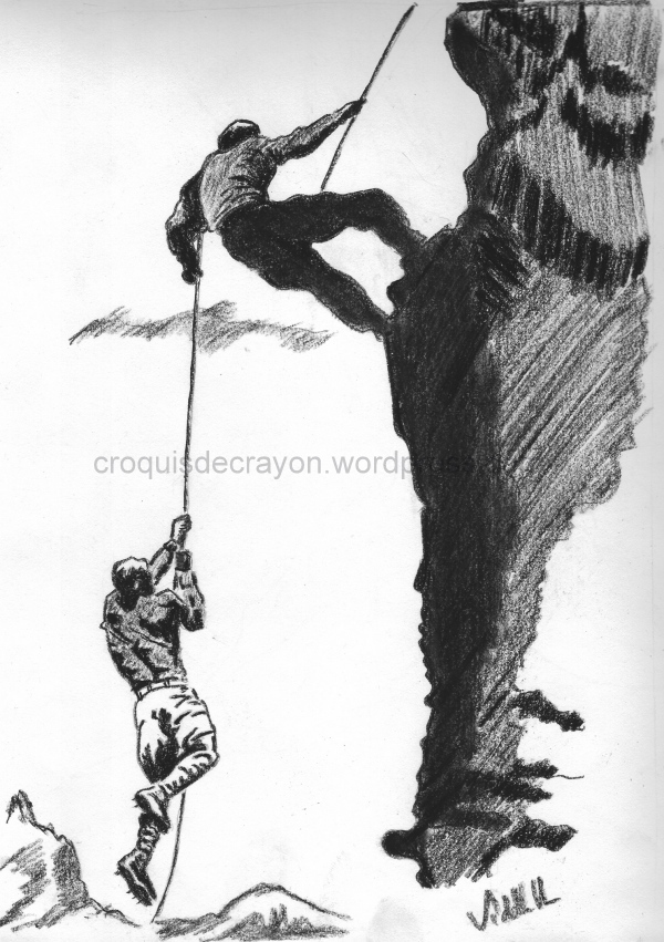 600x851 rock climbing light and shade - Rock Climbing Drawing