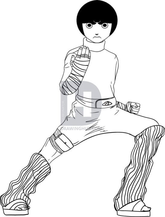 548x720 How To Draw Rock Lee, Step - Rock Lee Drawing