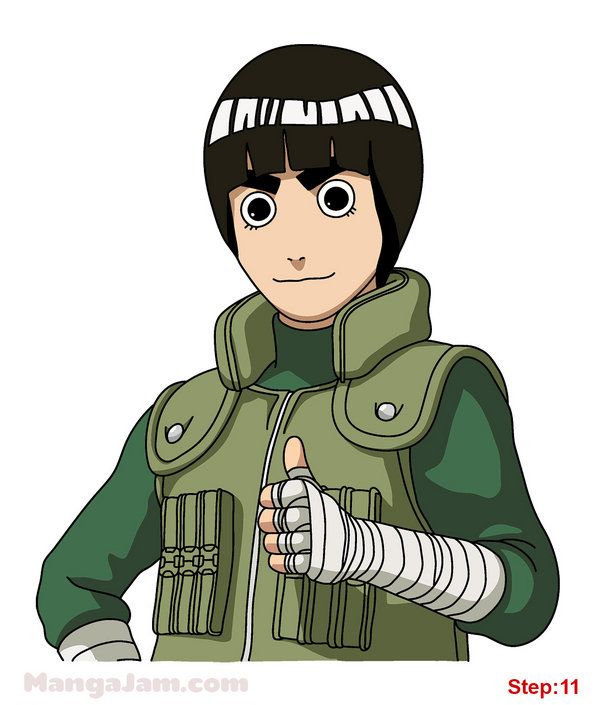 600x705 how to draw rock lee from naruto step art naruto, rock lee - Rock Lee Drawing