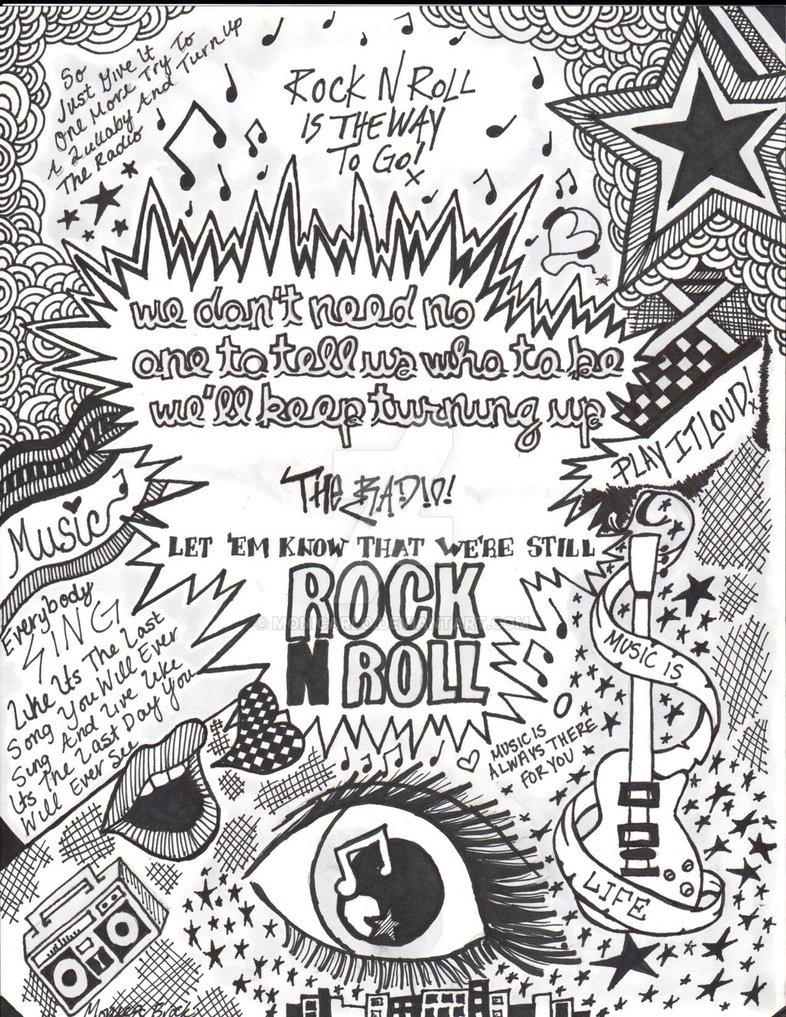 786x1017 Rock N Roll Doodle Drawing - Rock N Roll Drawings