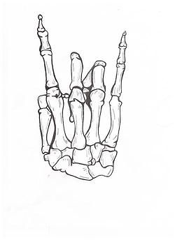 250x344 Skeleton Hand Rock N Roll Drawing Doodles Tattoos, Skeleton - Rock N Roll Drawings