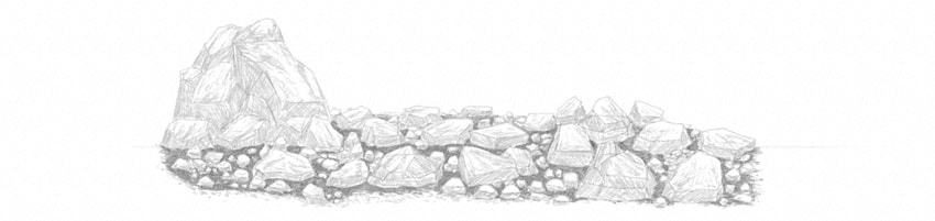 850x201 How To Draw Grass, Ground, And Rocks - Rock Texture Drawing