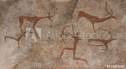 500x276 drawing on a rock cave wall ocher paint, ancient prehistoric - Rock Wall Drawing