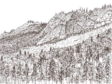 375x283 rock wall, alaska drawing - Rock Wall Drawing