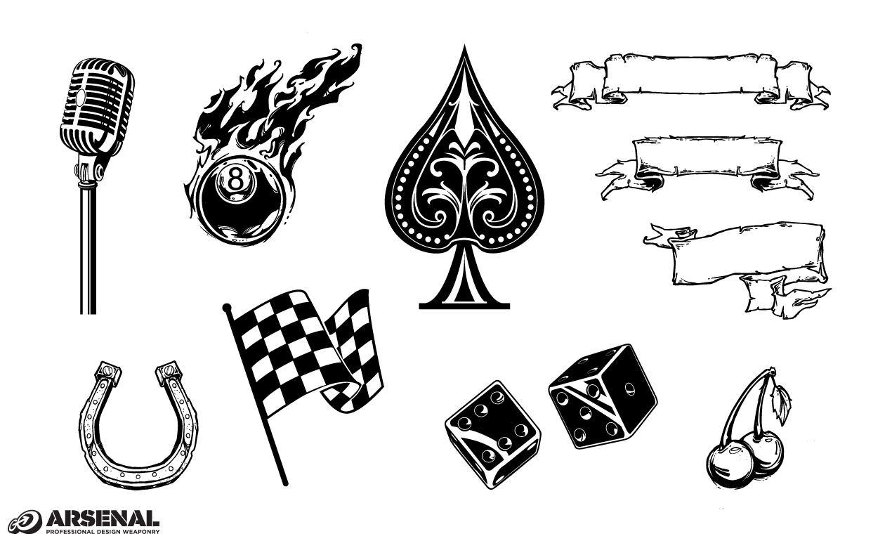 1270x770 adobe illustrator vintage symbols vector set - Rockabilly Drawings