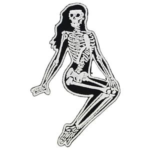 300x300 Kreepsville Skeleton Girl Iron On Patch Retro Rockabilly Pin - Rockabilly Pin Up Drawing