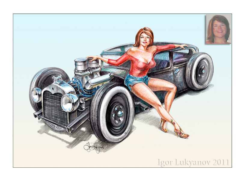 815x600 Rat Rod Pin Up - Rockabilly Pin Up Drawing