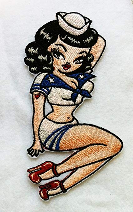 426x679 Sailor Pin Up Girl Iron On Patch - Rockabilly Pin Up Drawing