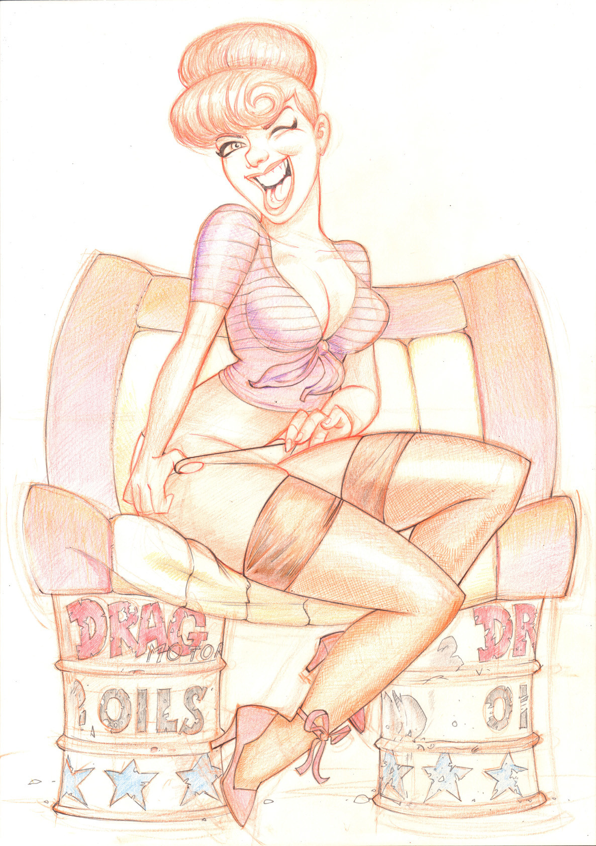 1186x1684 Artstation - Rockabilly Pin Up Drawing