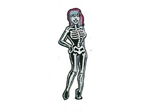 300x221 Bone Babe Iron On Skeleton Patch Dead Zombie Pin Up Girl - Rockabilly Pin Up Drawing
