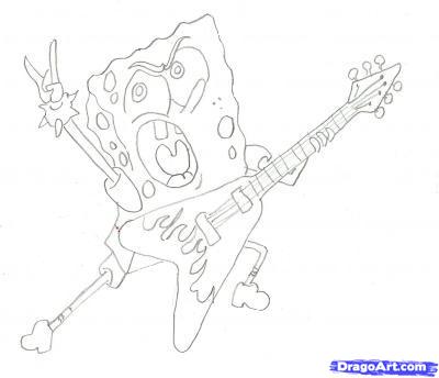 400x344 how to draw spongebob rocker, step - Rocker Drawing
