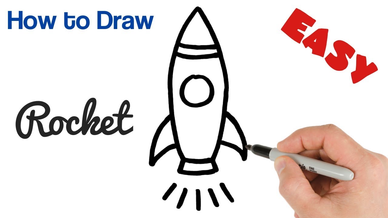 1280x720 How To Draw A Rocket Cartoon Drawings For Kids Step - Rocket Cartoon Drawing