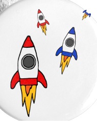 190x238 Rocket Cartoon Small Buttons Spreadshirt - Rocket Cartoon Drawing