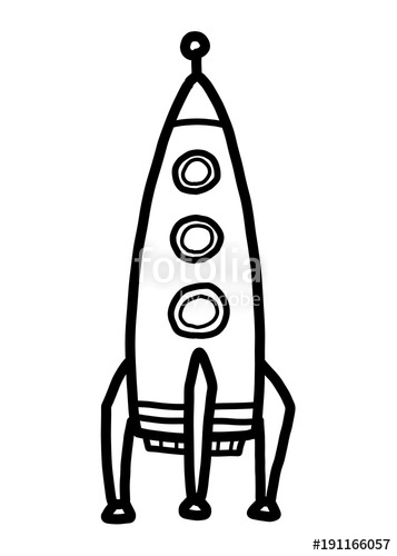 357x500 Rocket Cartoon Vector And Illustration, Black And White, Hand - Rocket Cartoon Drawing