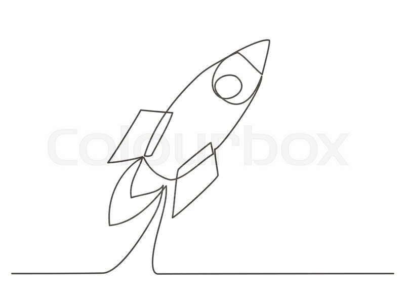 800x578 Rocket One Line Drawing On White Stock Vector Colourbox - Rocket Drawing Images