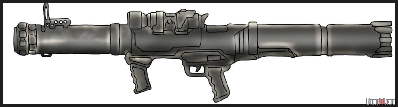 1300x350 How To Draw A Rocket Launcher, Step - Rocket Launcher Drawing