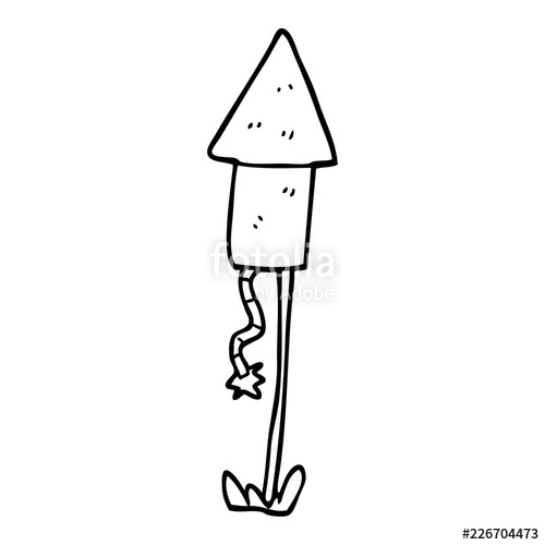 500x500 Line Drawing Cartoon Firework Rocket Stock Image And Royalty Free - Rocket Line Drawing